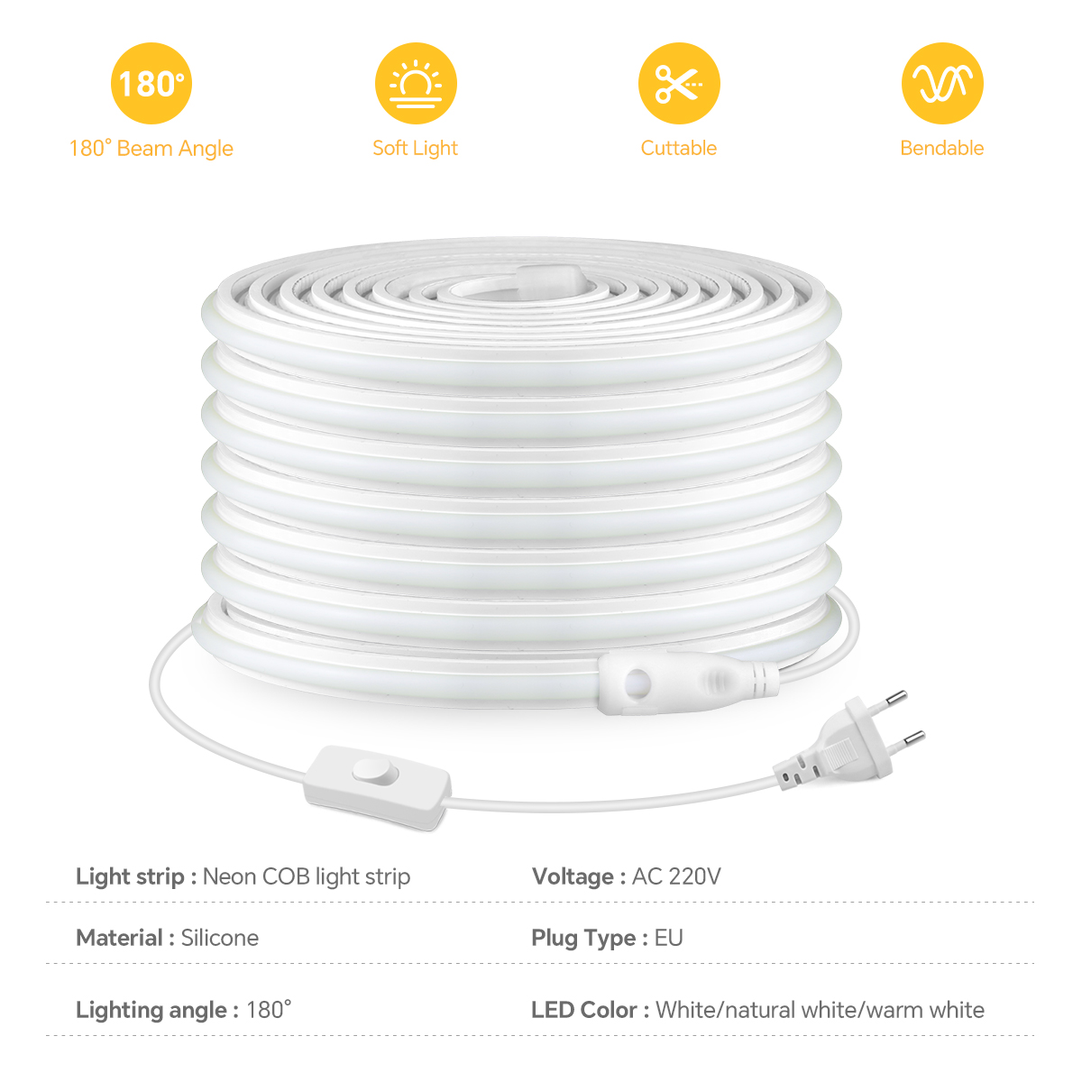 220V COB Led Strip High Densit - огляд і ціна Outdoor Power Strip Weatherproof